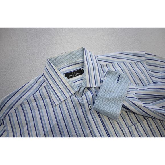 Bugatchi Uomo Dress Shirt Classic Fit Flip Cuff Plaid Button Up Mens Size XL - Picture 1 of 9